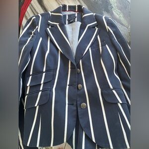 Tommy Hilfiger Navy and White Striped Blazer